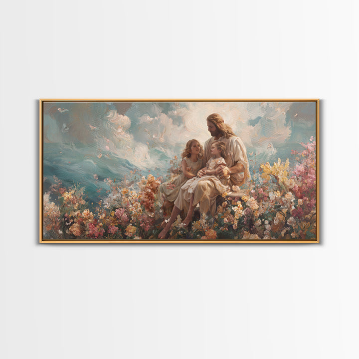 Waves Of Mercy | Framed Canvas Print | Christian Wall Art | Christian Art Canvas | Jesus Painting | Christian Decor | Modern Christian Art