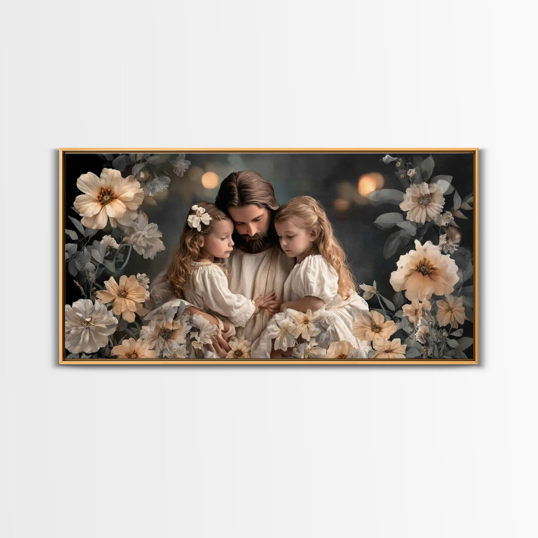 Tender Peace – Framed Canvas Print – Christian Wall Art – Christian Art Canvas – Jesus Painting – Christian Decor – Minimalist Christian Ar