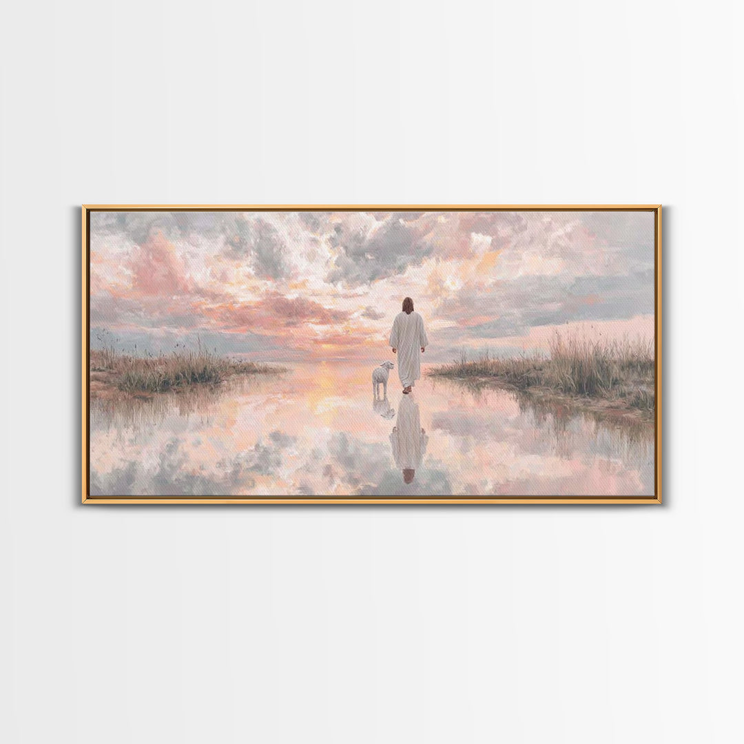Sunset Promise, Framed Canvas Print, Christian Art Canvas, Christian Wall Art, Jesus Painting, Christian Christmas Art, Modern Christian Pa