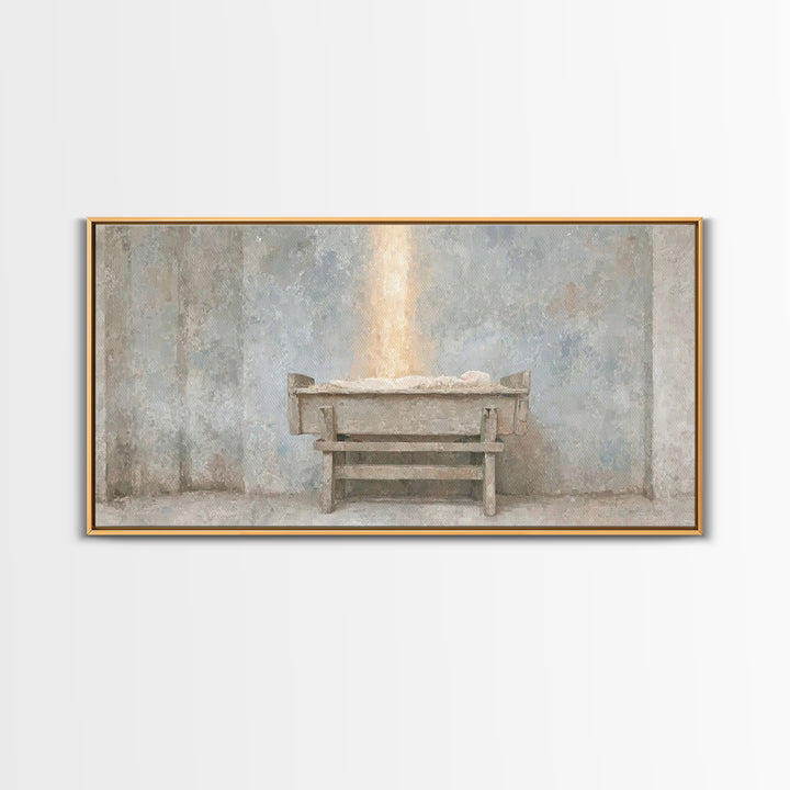 Infant Promise Glow, Framed Canvas Print, Christian Art Work, Minimalist Christian Art, Christmas Art Prints, Christian Christmas
