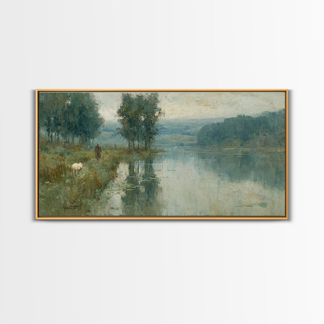Quiet Pasture Light - Framed Canvas Print - Christian Wall Art - Christian Art Canvas - Jesus Painting - Christian Christmas Art