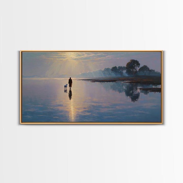 Dawn Of The Shepherd - Framed Canvas Print - Christian Christmas Art - Christian Wall Art - Christian Art Canvas - Jesus Painting