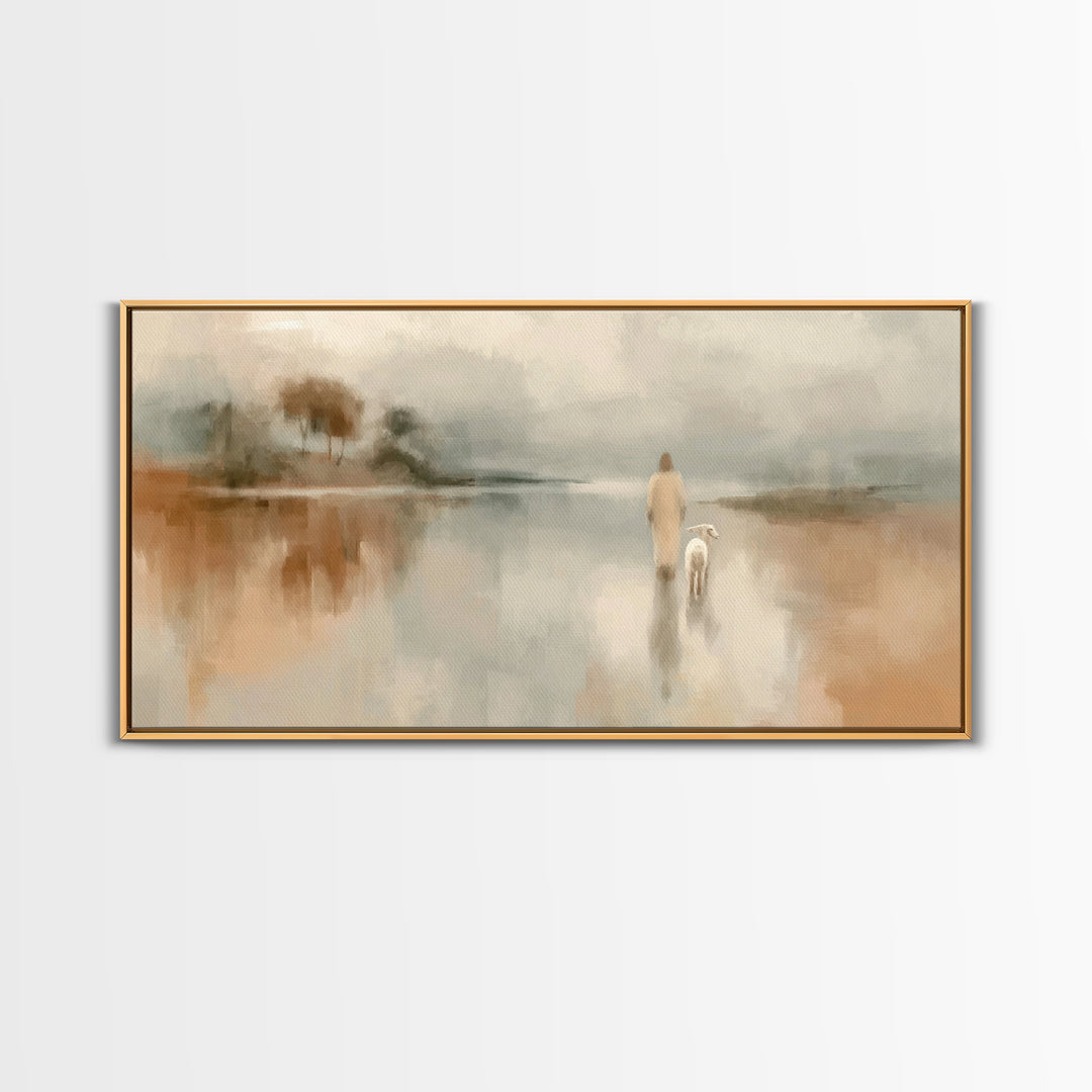 Soft Morning Journey - Framed Canvas Print - Christian Art Canvas - Christian Wall Art - Christian Christmas Art - Jesus Painting