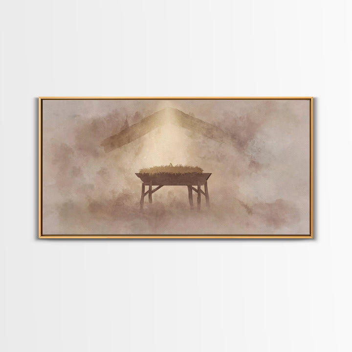 Manger Of Wonder – Framed Canvas Print – Christian Art – Christian Christmas Art – Christmas Wall Art – Christian Gift Ideas