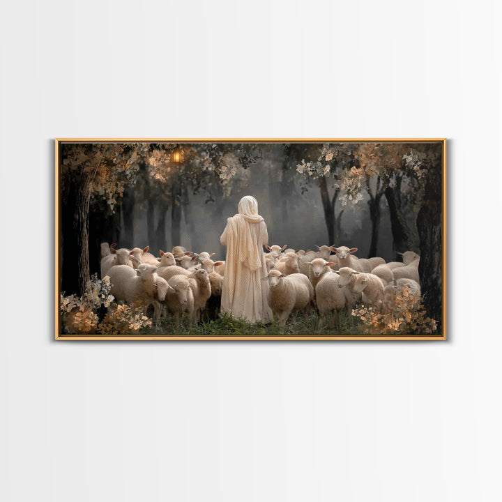 Shepherd’s Care | Framed Canvas Print | Christian Wall Art | Christmas Art | Christian Art Canvas | Jesus Painting | Christian Art Print