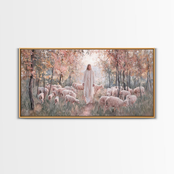 Graceful Pasture – Framed Canvas Print – Christian Art Canvas – Christian Art Print – Christian Christmas Art – Jesus Painting – Christian