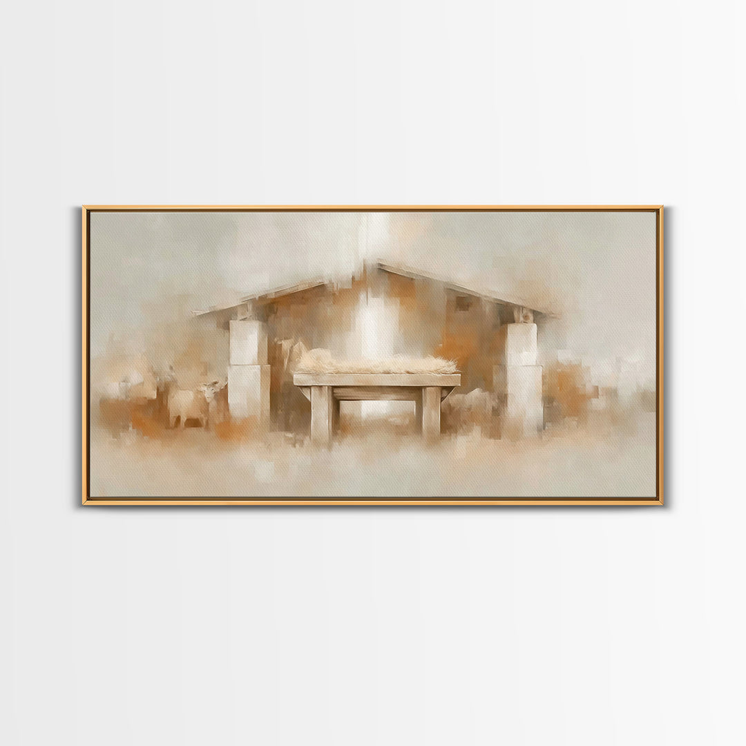 Stable Promise Light | Framed Canvas Print | Christian Art Canvas | Christmas Art | Christian Art Gift | Framed Christmas Art