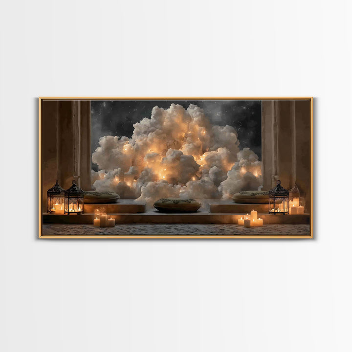Celestial Glow - Framed Canvas Print - Christian Christmas Art - Christian Art Canvas - Moody Christmas Art - Christian Wall Art