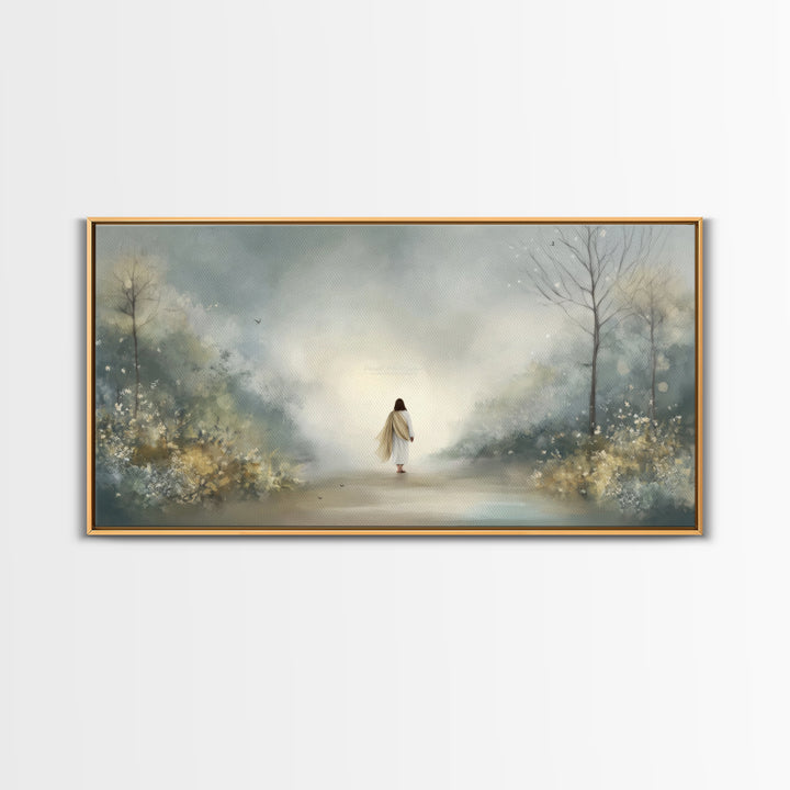 Garden Way Promise, Framed Canvas Print, Christian Wall Art, Jesus Painting, Christian Art Canvas, Modern Christian Art, Christian Gift Ide