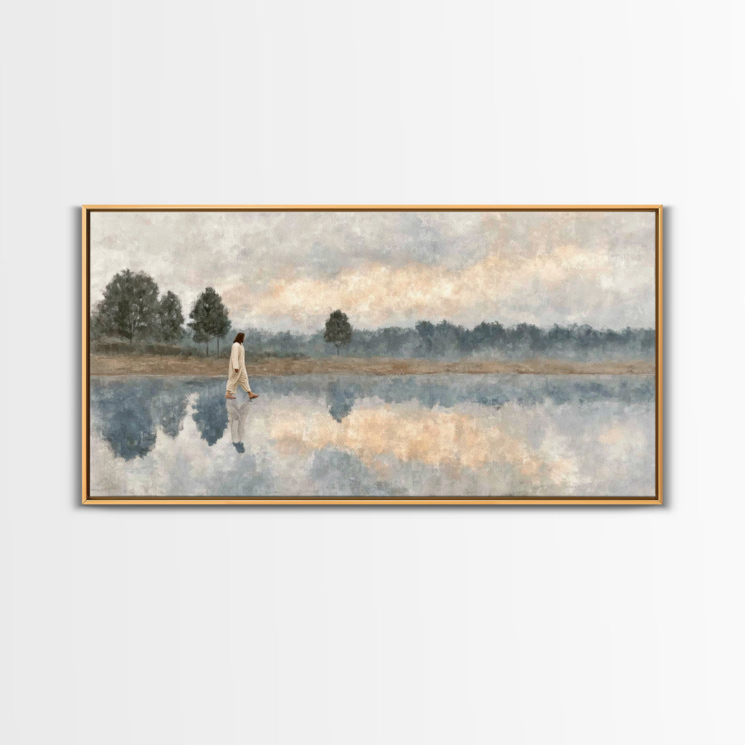 Shoreline Of Mercy – Framed Canvas Print – Jesus Painting – Christian Wall Art – Christian Art Canvas – Subtle Christian Paintings – Christ