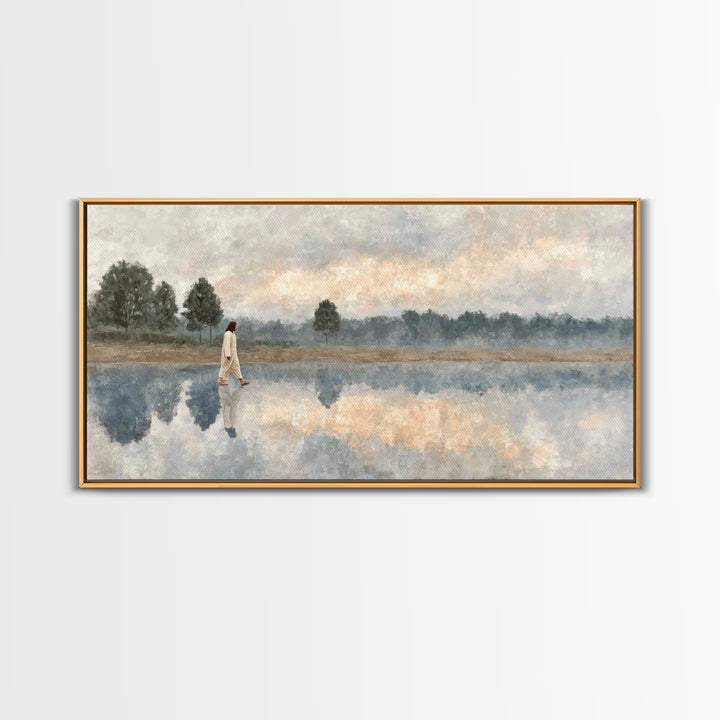 Shoreline Of Mercy – Framed Canvas Print – Jesus Painting – Christian Wall Art – Christian Art Canvas – Subtle Christian Paintings – Christ