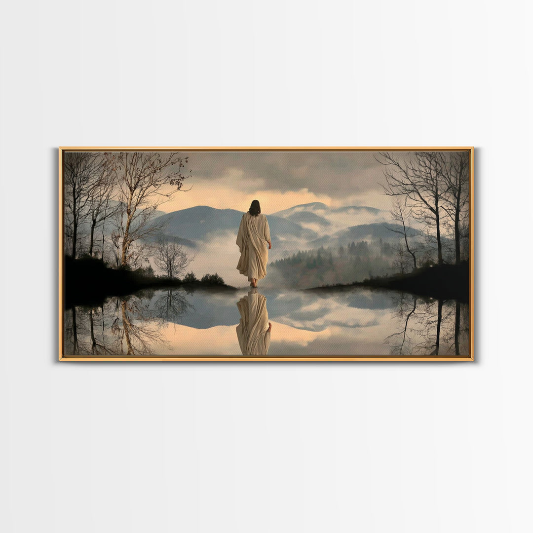 Mountain Peace Journey – Framed Canvas Print – Christian Wall Art – Jesus Painting – Christian Art Canvas – Moody Christian Art – Christian