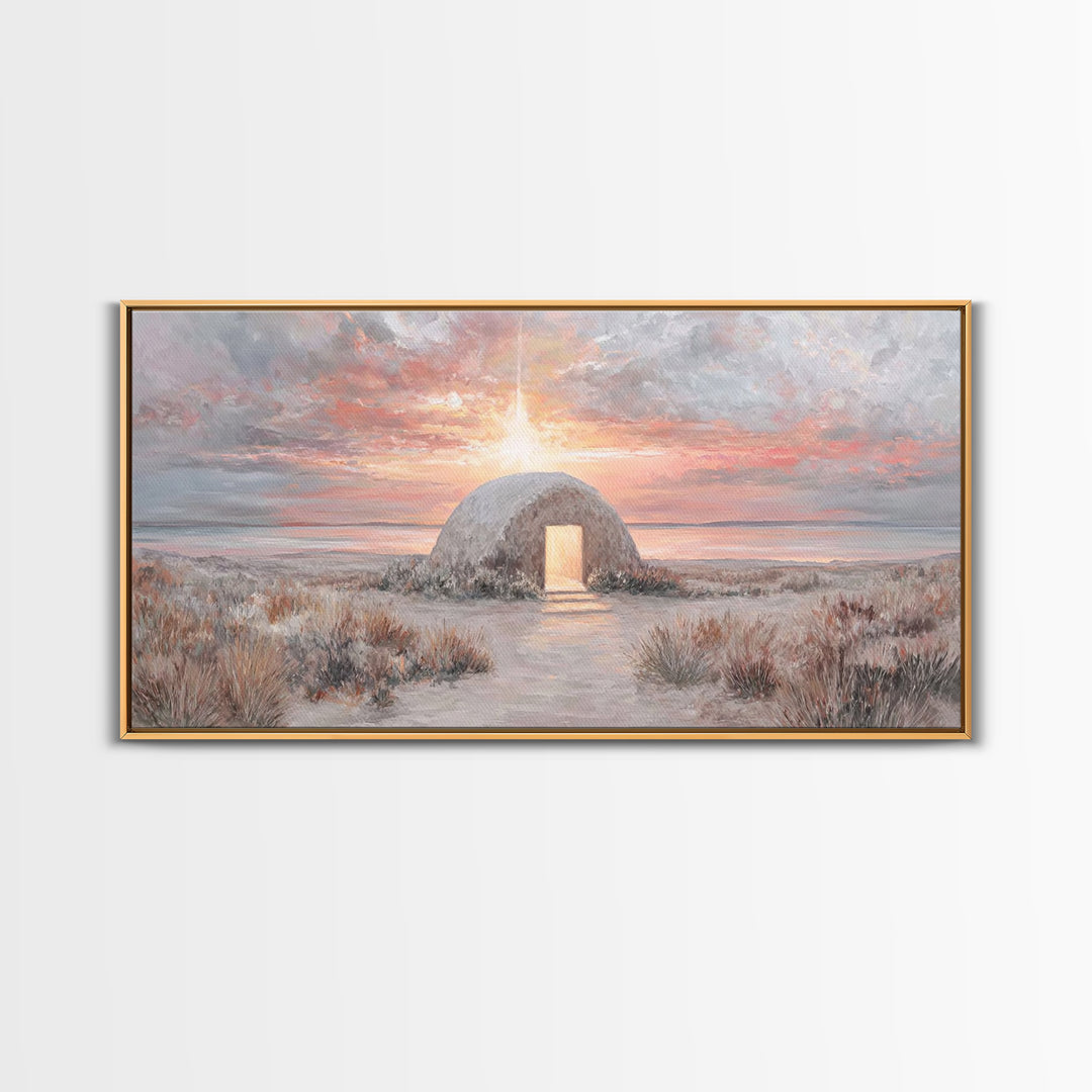 Manger Light – Framed Canvas Print – Christian Christmas Art – Christmas Wall Art – Jesus Painting – Christian Art Canvas – Christian Decor