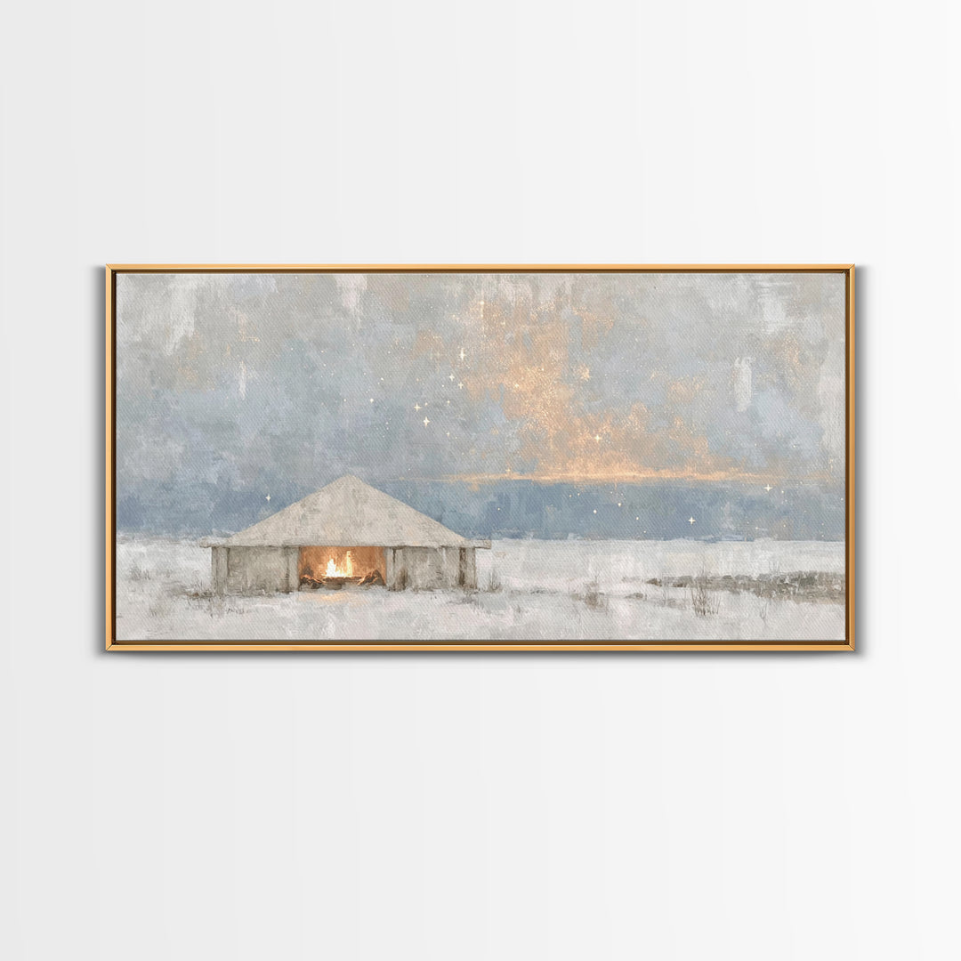 Sacred Arrival – Framed Canvas Print – Christian Art Canvas – Jesus Painting – Christian Wall Art – Christian Christmas Art – Christian Dec