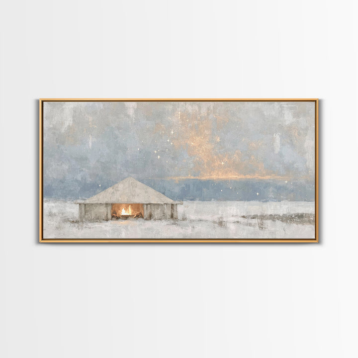 Sacred Arrival – Framed Canvas Print – Christian Art Canvas – Jesus Painting – Christian Wall Art – Christian Christmas Art – Christian Dec