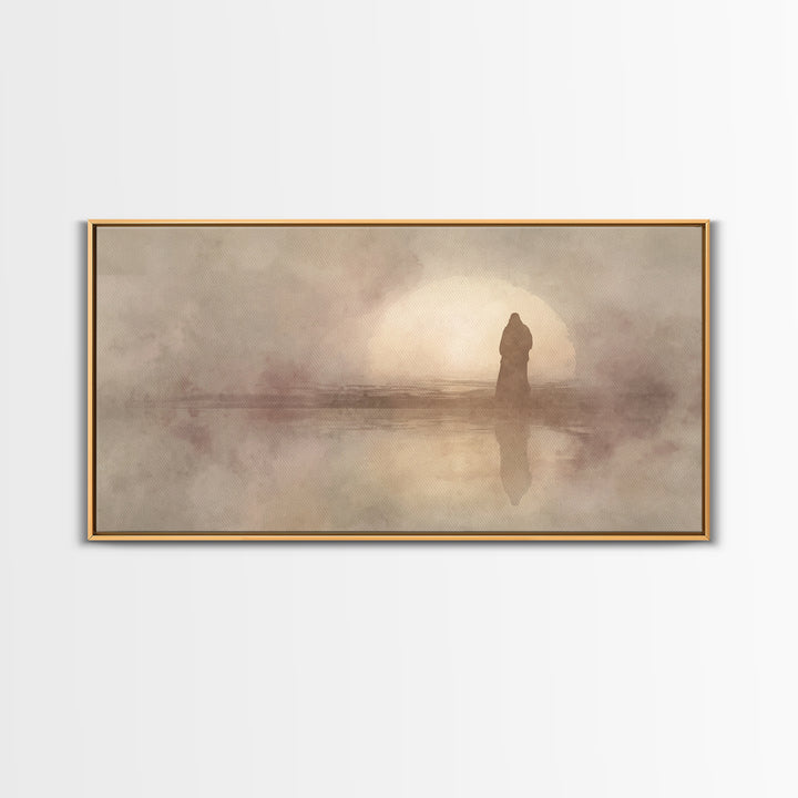 Divine Manger Glow, Framed Canvas Print, Christian Wall Art, Christian Art Canvas, Jesus Painting, Christmas Art, Christian Christmas