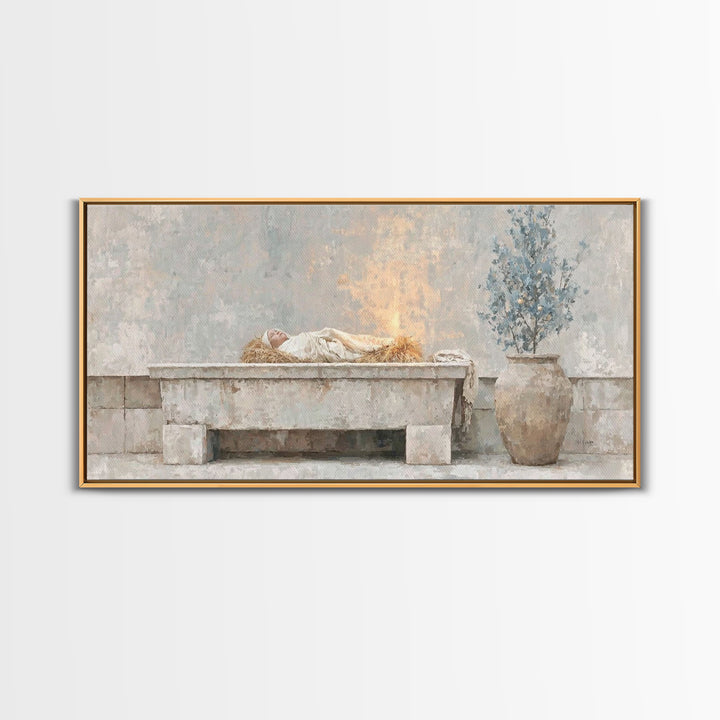 Nativity Dawn – Framed Canvas Print | Christian Christmas Art | Christmas Wall Art | Jesus Christmas Art | Christian Art Canvas | Christmas