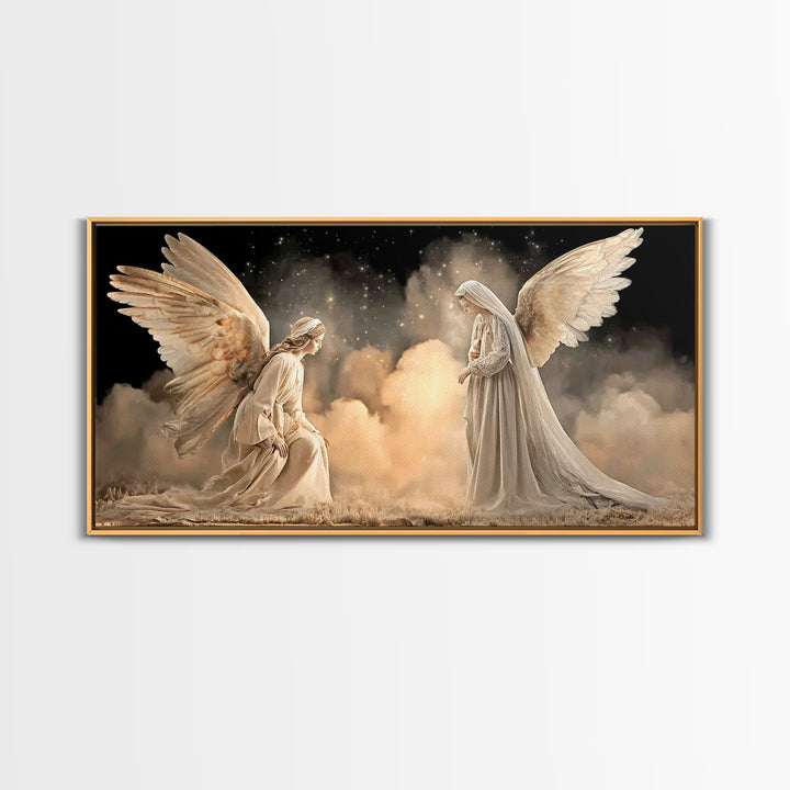Angelic Reverence – Framed Canvas Print – Christian Art Canvas – Christian Wall Art – Modern Christian Art – Christian Christmas Art