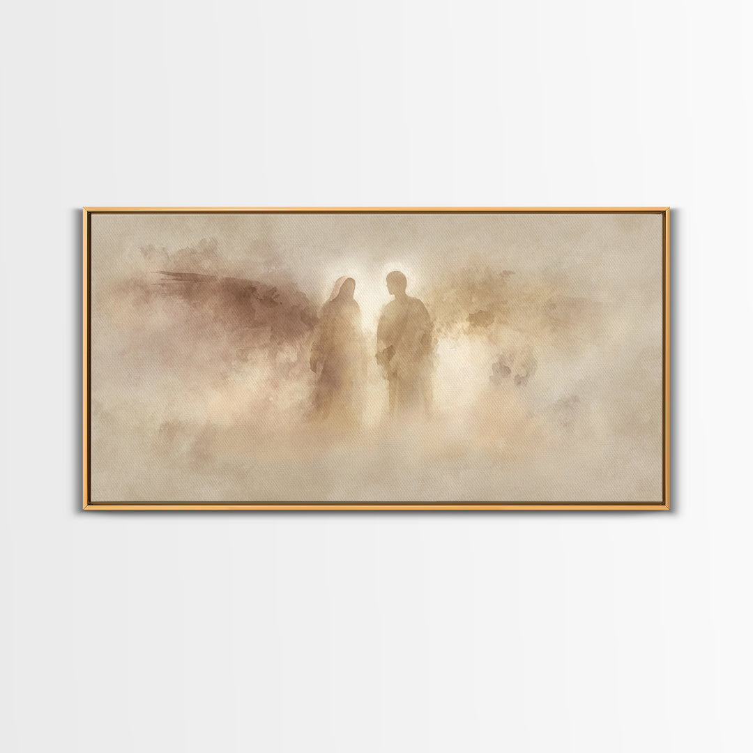 Heavenly Silhouettes – Framed Canvas Print – Christian Wall Art – Christmas Art Framed – Christian Art Canvas – Christian Christmas Decor