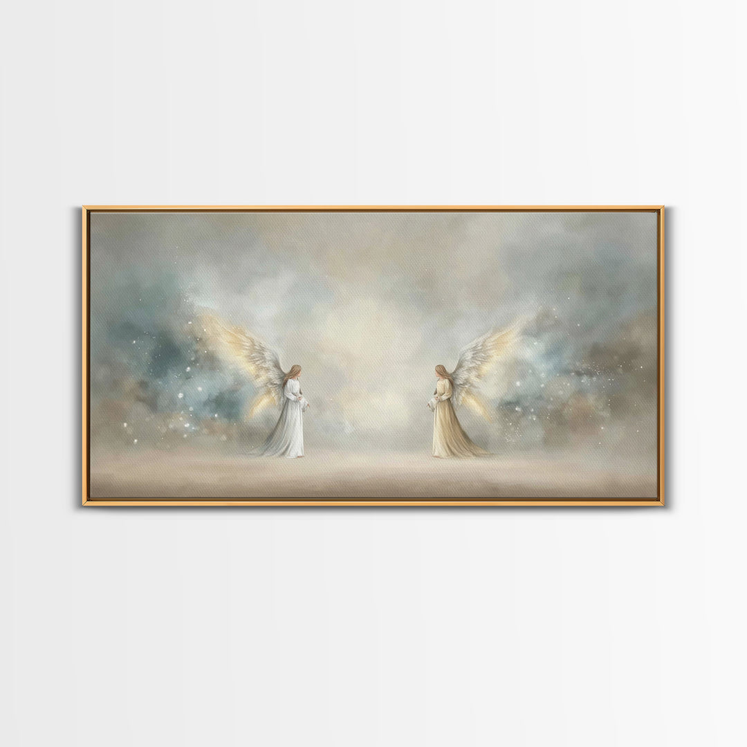 Serene Messengers – Framed Canvas Print – Christian Art Canvas – Framed Christian Art – Christian Christmas Art – Christmas Wall Art