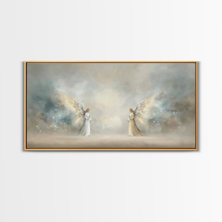 Serene Messengers – Framed Canvas Print – Christian Art Canvas – Framed Christian Art – Christian Christmas Art – Christmas Wall Art
