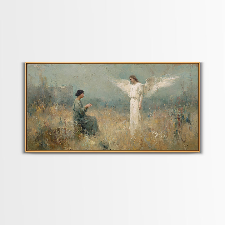 Gentle Annunciation – Framed Canvas Print – Christian Art Canvas – Christian Art Print – Vintage Christian Art – Christian Wall Art