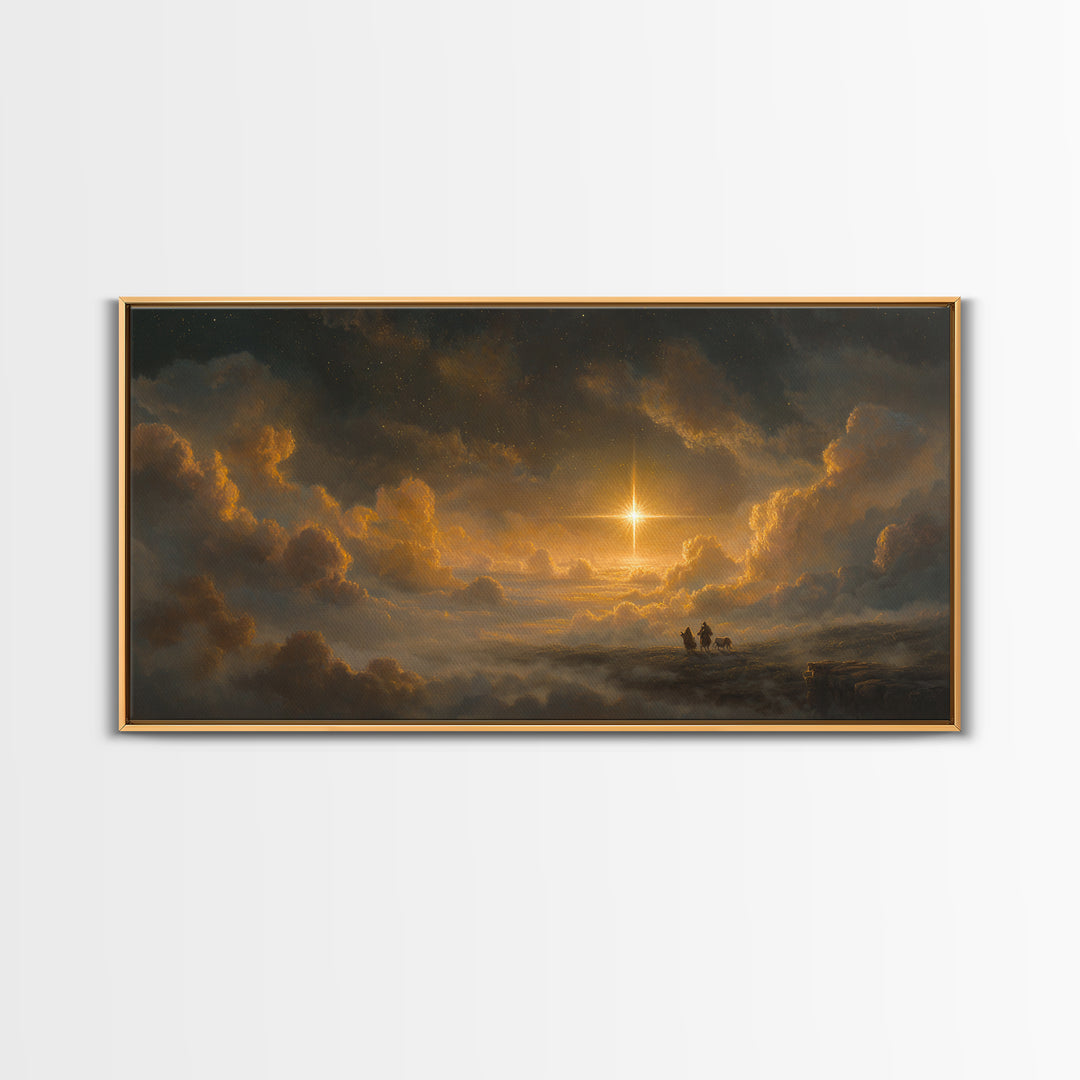 The Guiding Star - Framed Canvas Print - Christian Wall Art - Christmas Canvas Wall Art - Moody Christmas Art - Christian Christmas Art