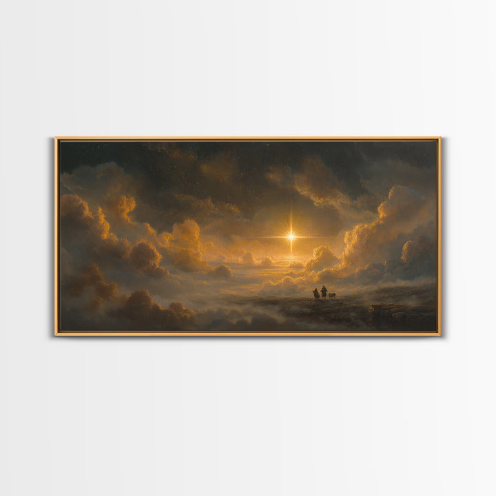 The Guiding Star - Framed Canvas Print - Christian Wall Art - Christmas Canvas Wall Art - Moody Christmas Art - Christian Christmas Art