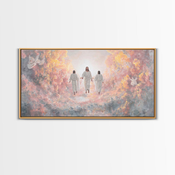 Celestial Gathering – Framed Canvas Print – Christian Art Print – Jesus Painting – Christian Wall Art – Christian Christmas Art – Modern Ch