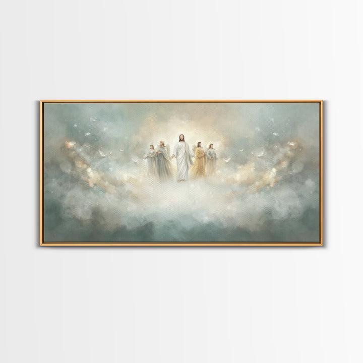 Clouds Of Glory, Framed Canvas Print, Christian Art Canvas, Jesus Painting, Christian Wall Art, Christian Christmas Decor, Modern Christian