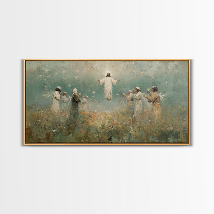 Ascension Field | Framed Canvas Print | Christian Art Print | Jesus Painting | Vintage Christian Art | Christian Wall Art | Christian Gift