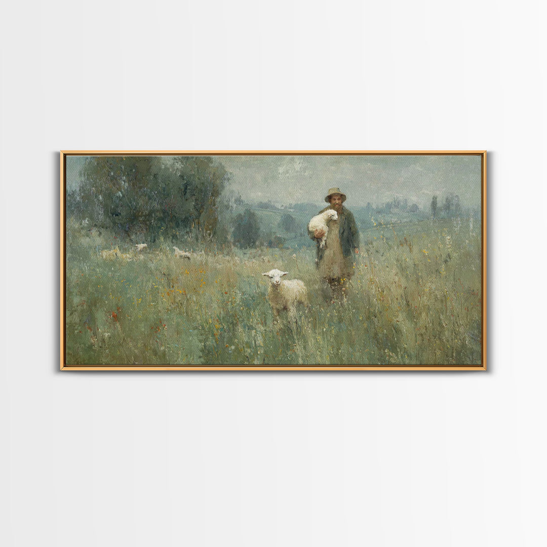 Fields Of Peace | Framed Canvas Print | Christian Art Canvas | Christian Wall Art | Pastoral Christian Art | Christian Painting | Christian