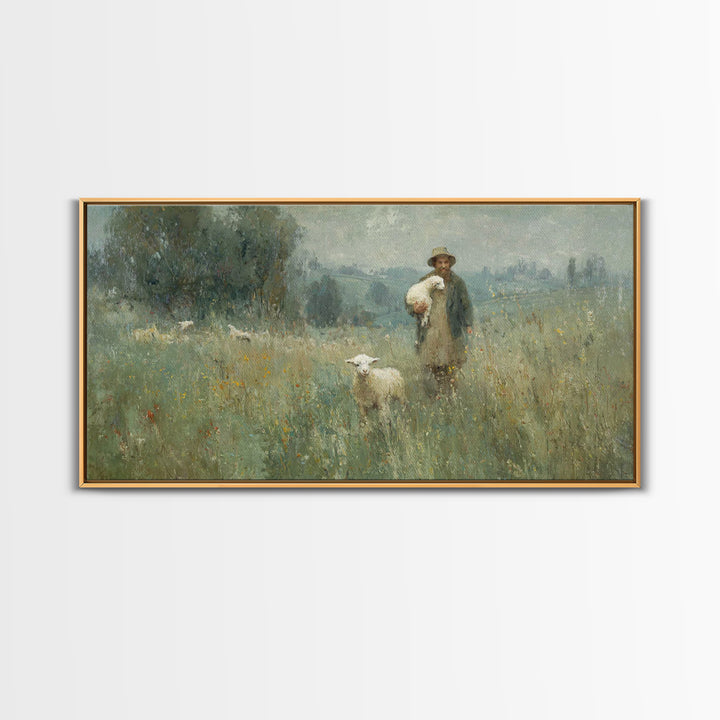 Fields Of Peace | Framed Canvas Print | Christian Art Canvas | Christian Wall Art | Pastoral Christian Art | Christian Painting | Christian