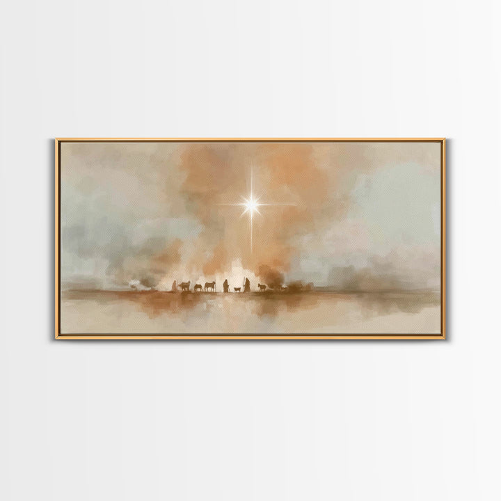 Desert Star Path - Framed Canvas Print - Christian Christmas Art - Vintage Christmas Art - Christmas Canvas Wall Art - Christian Art Print