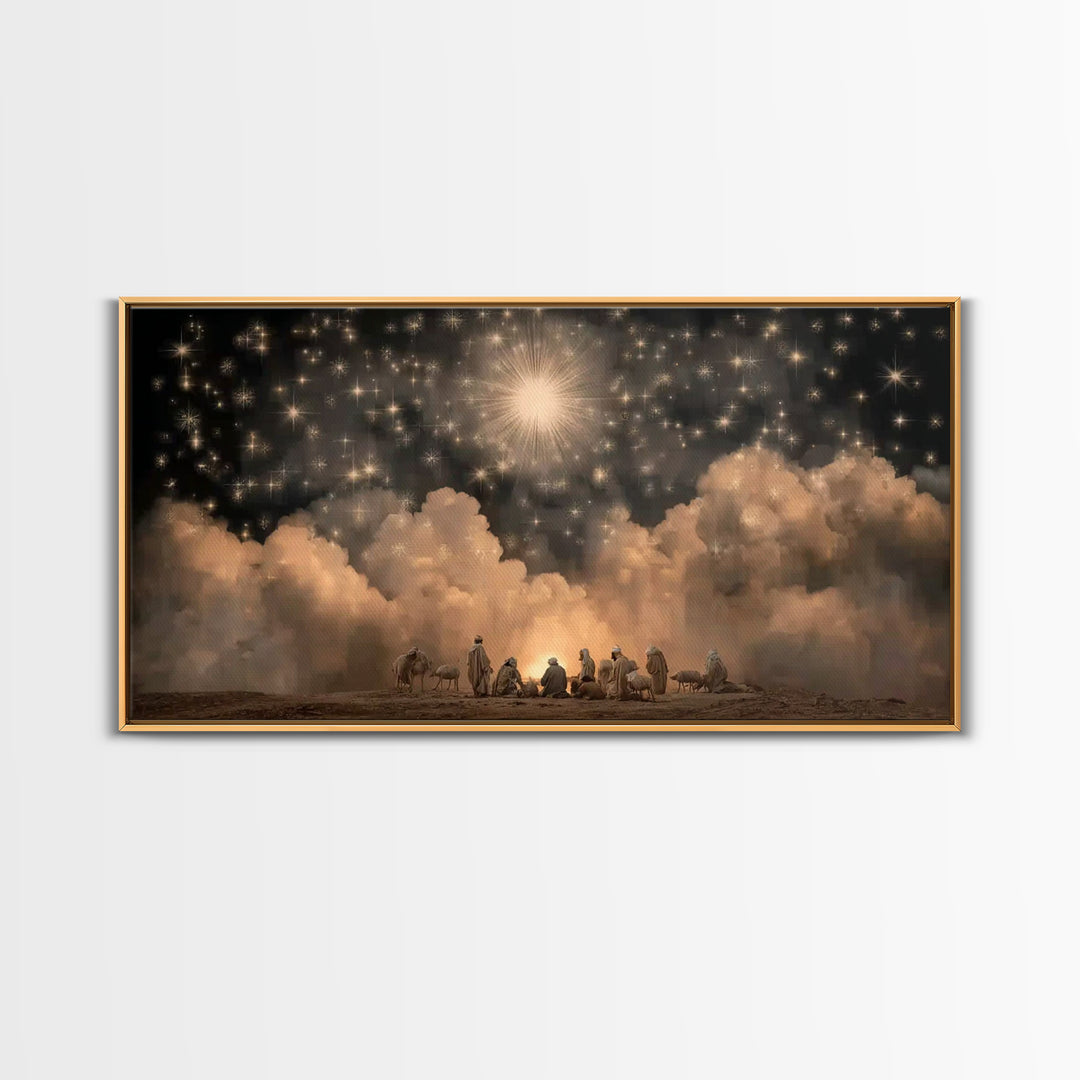 Radiant Heavens - Framed Canvas Print - Christmas Art Framed - Christian Christmas Art - Modern Christian Art - Christian Decorations