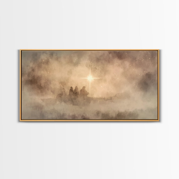 Starborn Wonder - Framed Canvas Print - Christian Christmas Art - Christmas Wall Art - Moody Christmas Art - Christian Art Canvas
