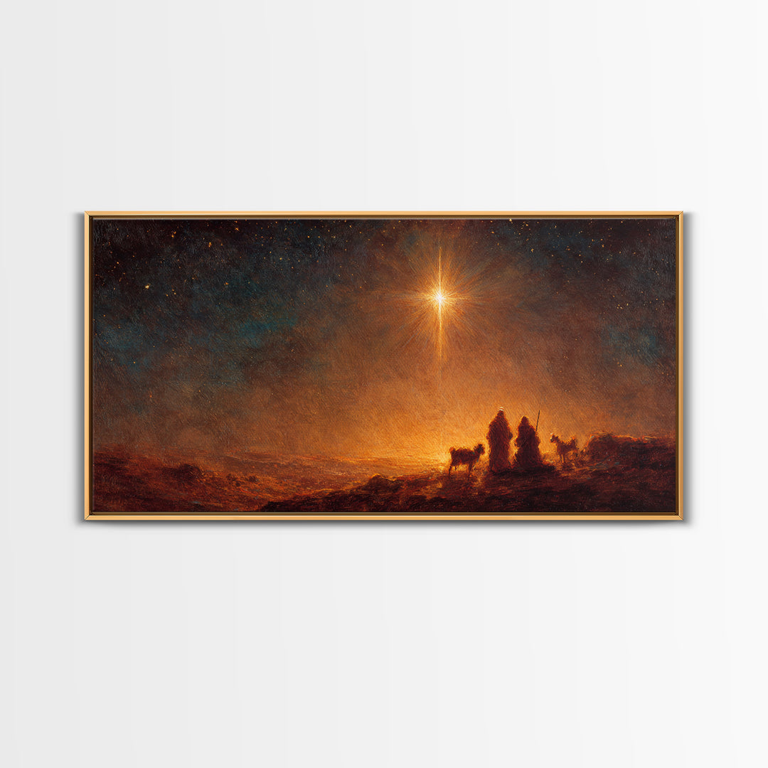The Guiding Star – Framed Canvas Print – Christian Wall Art – Christian Art Canvas – Christmas Art – Jesus Painting – Christian Christmas A