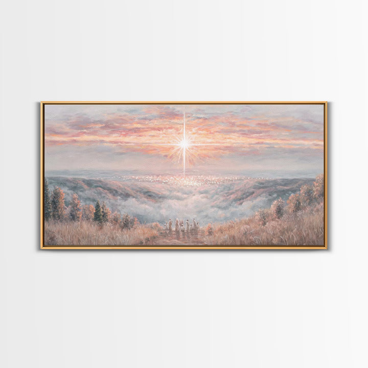 Dawn of Bethlehem – Framed Canvas Print – Christmas Wall Art – Christian Art Canvas – Christian Painting – Christmas Art Work – Christian C