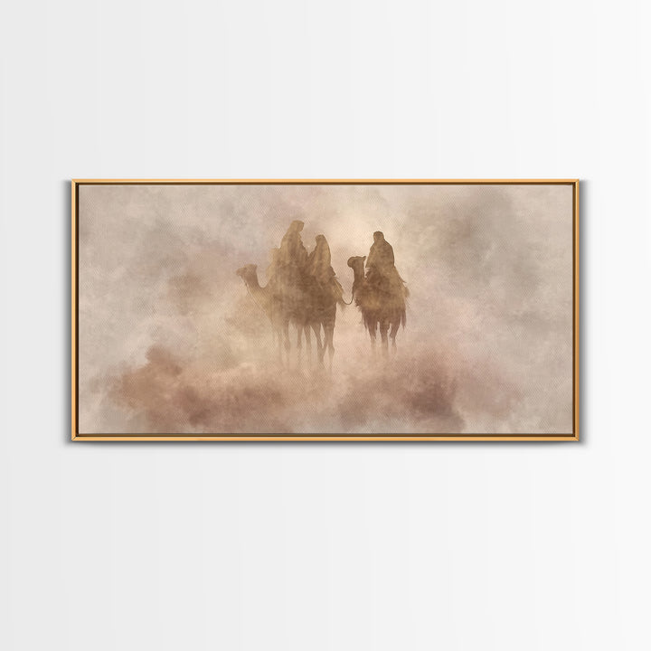 Desert Pilgrims – Framed Canvas Print – Christian Art Canvas – Christian Christmas Art – Moody Christian Art – Christmas Wall Art – Modern