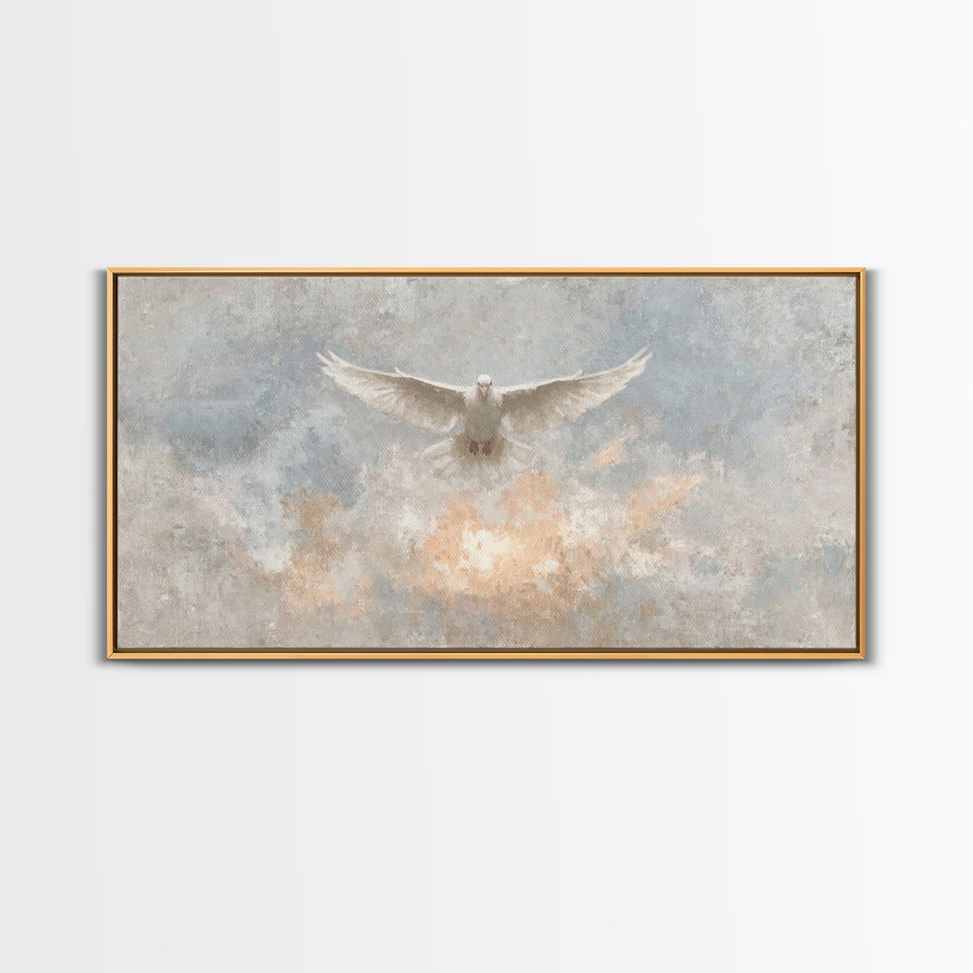 Heavenly Dove, Framed Canvas Print, Christian Wall Art, Christian Art Print, Christian Decor, Jesus Painting, Christmas Art