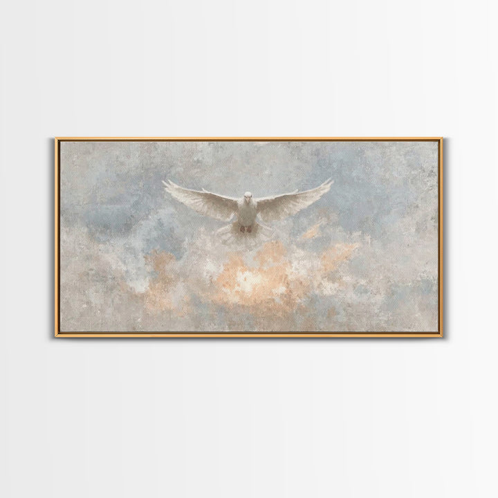 Heavenly Dove, Framed Canvas Print, Christian Wall Art, Christian Art Print, Christian Decor, Jesus Painting, Christmas Art