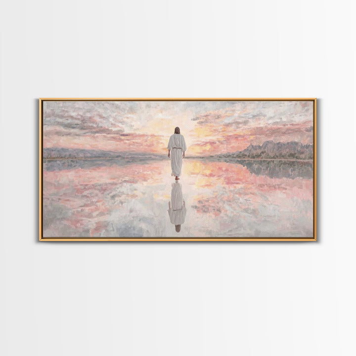 Walk Of Grace - Framed Canvas Print - Jesus Painting - Christian Wall Art - Modern Christian Art - Large Christian Painting
