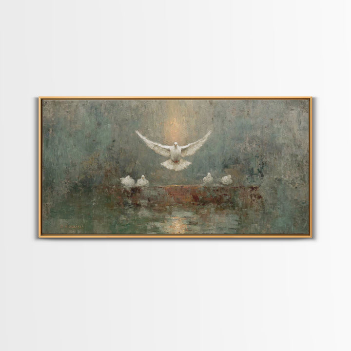 Dove Of Glory, Framed Canvas Print, Christian Art Canvas, Christian Wall Art, Christian Painting, Christmas Art, Christian Decor