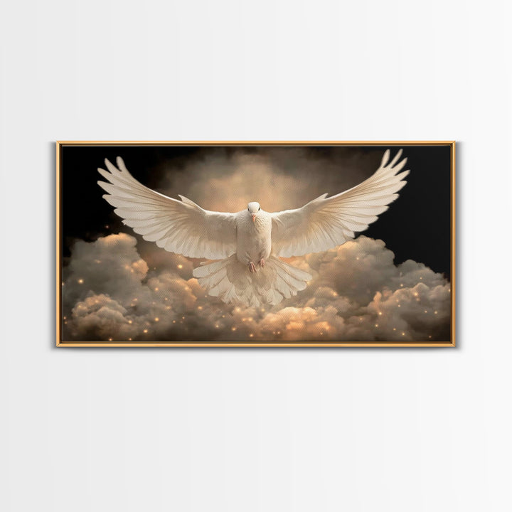 Heavenly Dove – Framed Canvas Print – Christian Wall Art – Christian Art Canvas – Jesus Painting – Christian Christmas Art – Christian Deco