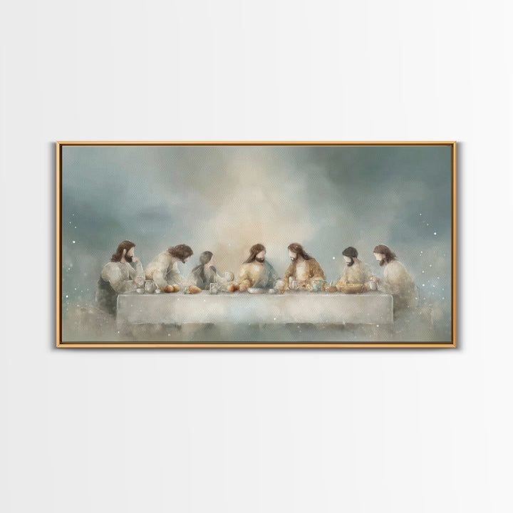 Sacred Supper Light, Framed Canvas Print, Christian Art Canvas, Christian Wall Art, Modern Christian Art, Jesus Painting, Christmas Art Pri