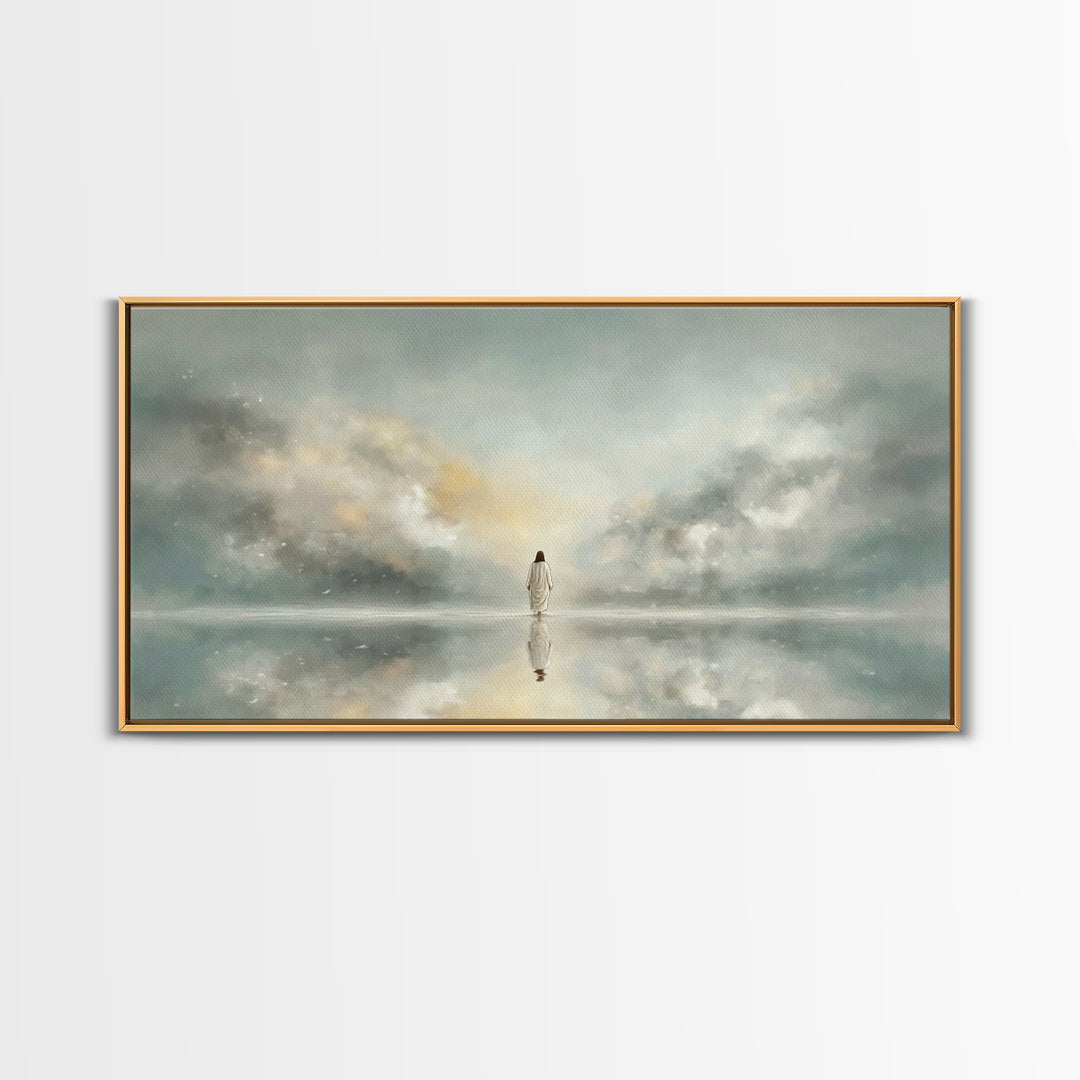 Light Upon Still Waters - Framed Canvas Print - Modern Christian Art - Christian Art Canvas - Christian Decor For Home - Jesus Art Print