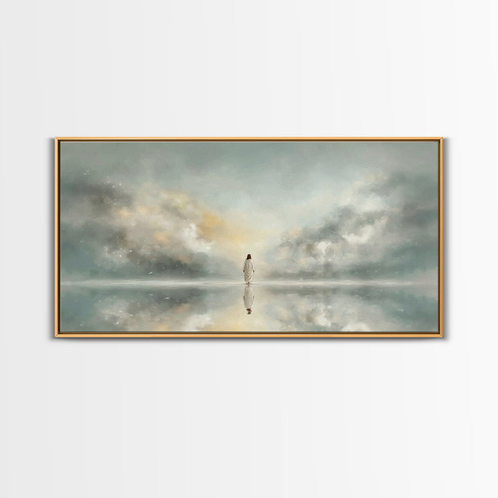 Light Upon Still Waters - Framed Canvas Print - Modern Christian Art - Christian Art Canvas - Christian Decor For Home - Jesus Art Print