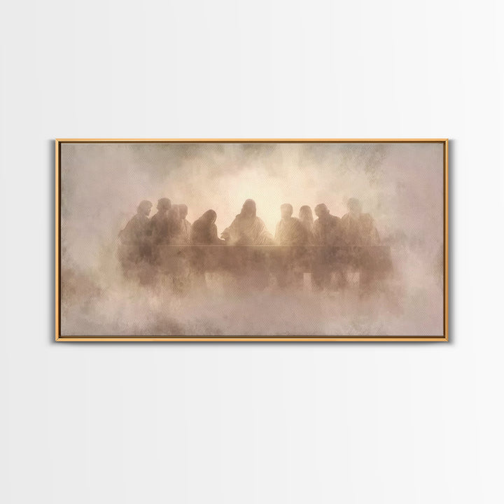 Heavenly Communion Mist, Framed Canvas Print, Christian Art Canvas, Jesus Painting, Christian Wall Art, Christmas Art, Christian Decor