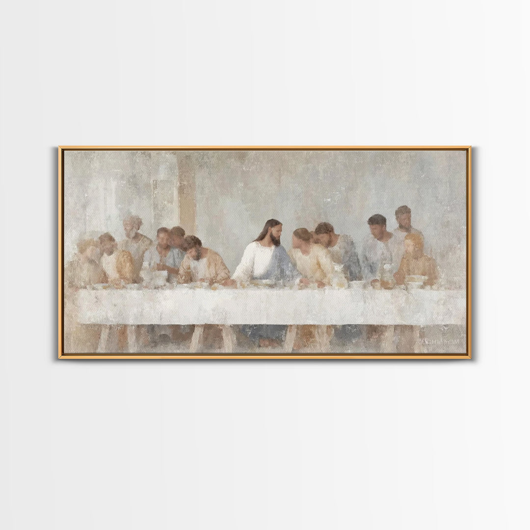 Graceful Table Gathering – Framed Canvas Print – Christian Painting – Jesus Art Print – Christian Wall Art – Christmas Art – Christian Deco