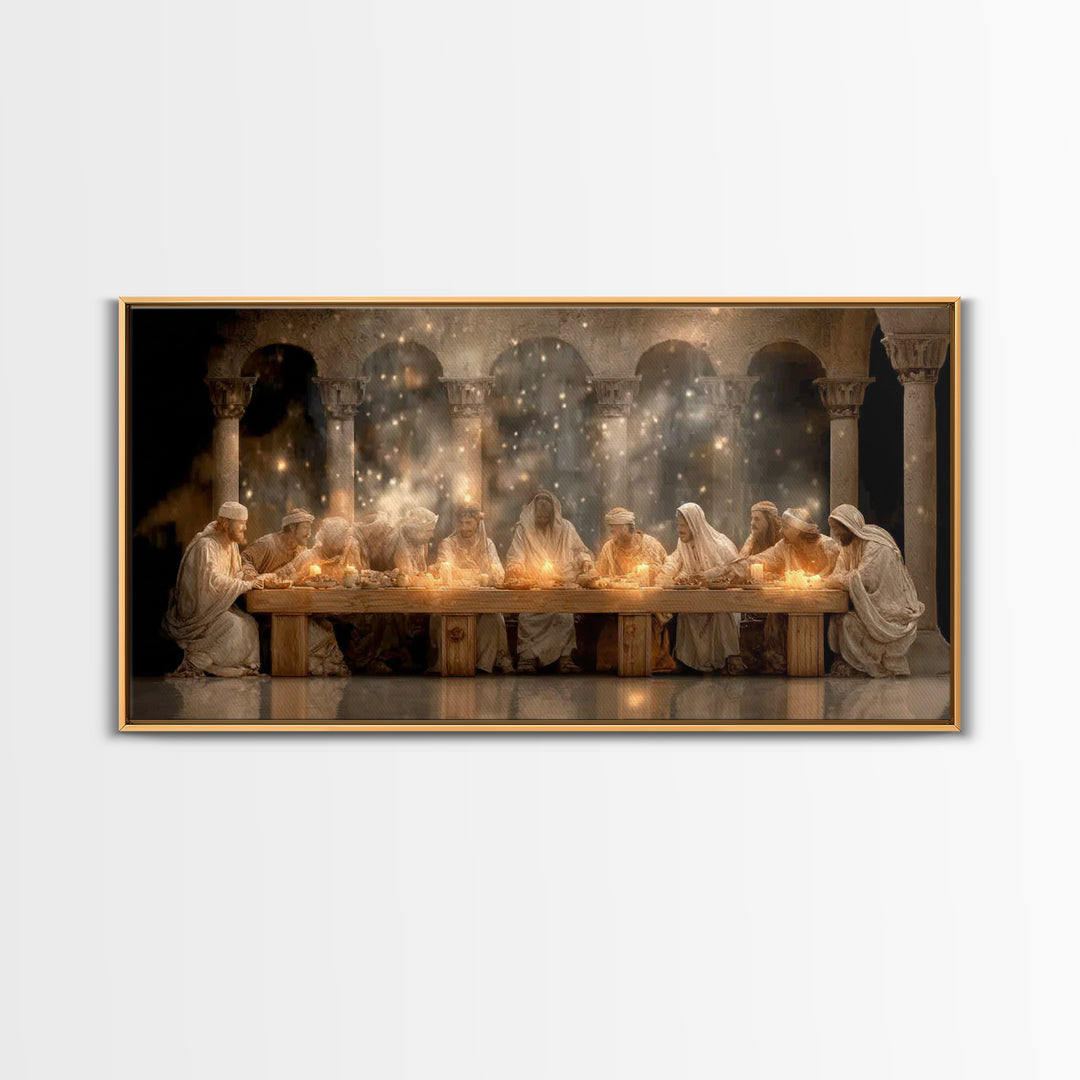 Divine Supper Radiance, Framed Canvas Print, Christian Art Work, Jesus Painting, Christian Wall Art, Christmas Art, Christian Decor